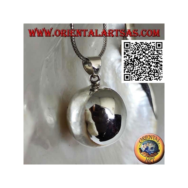 Ciondolo in argento "Chiama Angeli" semplice e liscio (Ø 28  mm.)