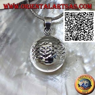 Silver pendant "Call of the Angels" with horizontal diamond processing (Ø 21 mm.)