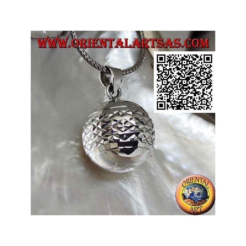 Silver pendant "Call of the Angels" with horizontal diamond processing (Ø 21 mm.)