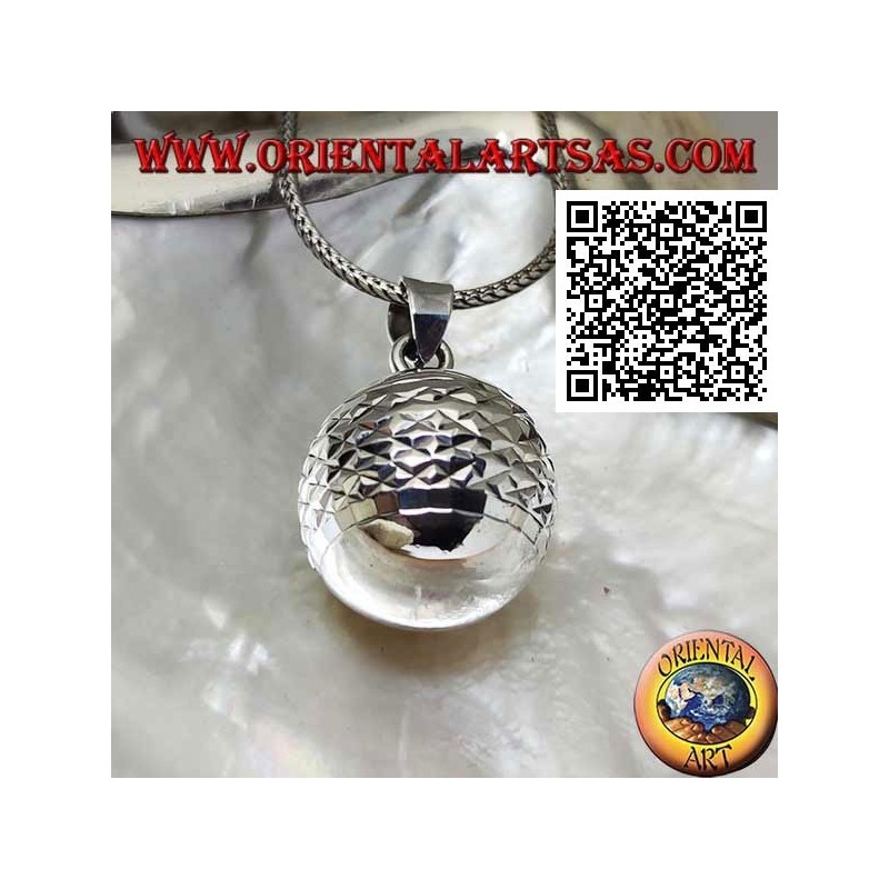 Colgante de plata "Call of the Angels" con procesamiento de diamante horizontal (Ø 21 mm.)