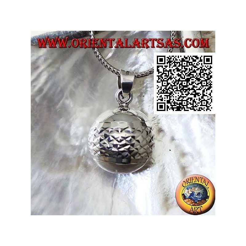 Colgante de plata "Call of the Angels" con procesamiento de diamante horizontal (Ø 21 mm.)