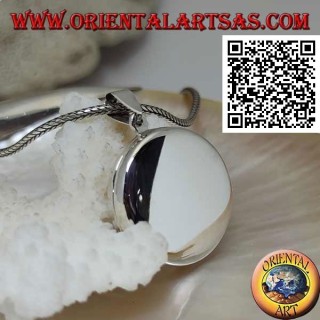 Pendentif cadre photo en argent rond plat lisse (25 mm.)