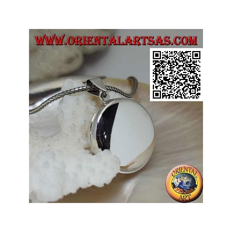 Fotorahmenanhänger aus glattem, flachem, rundem Silber (25 mm)