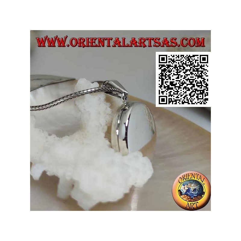 Photo frame pendant in smooth flat round silver (25 mm.)