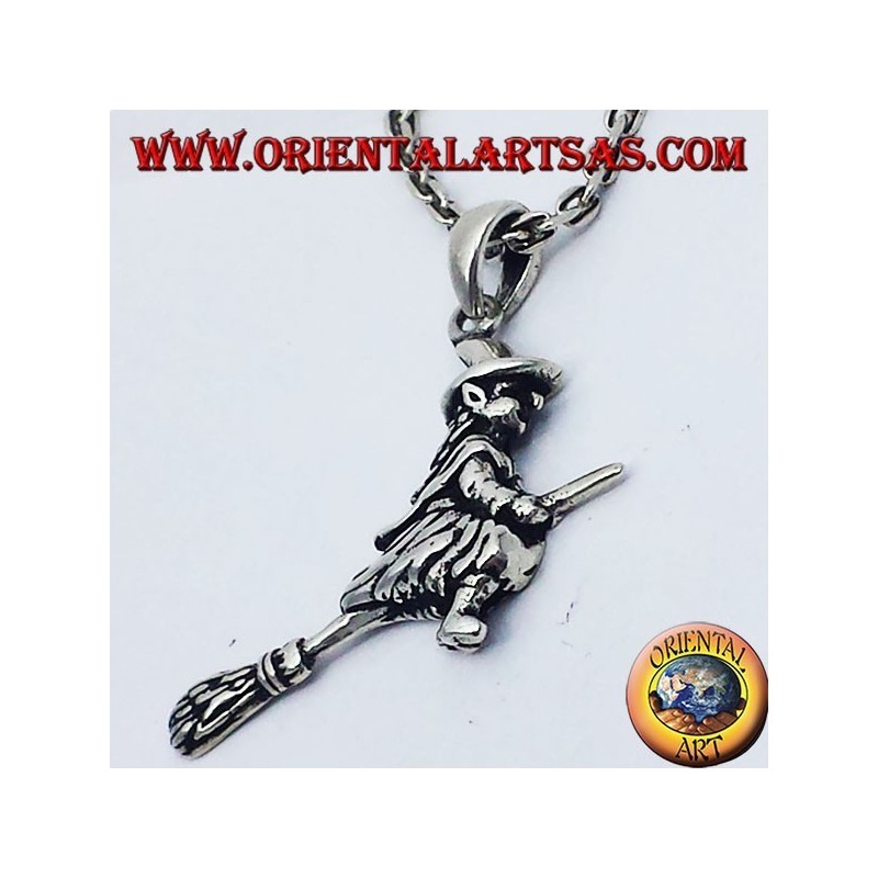bruja colgante de plata
