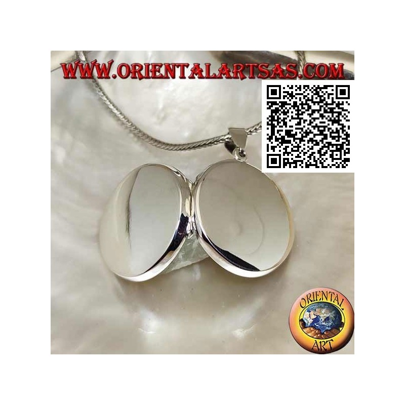 Pendentif cadre photo en argent rond plat lisse (25 mm.)