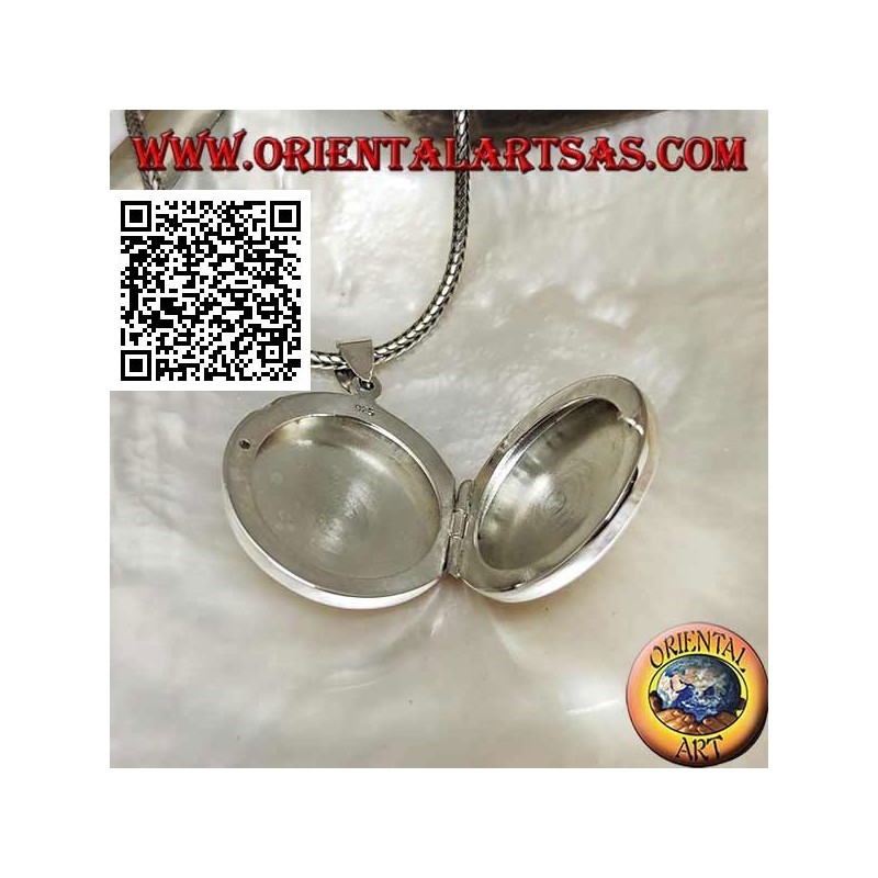 Pendentif cadre photo en argent rond plat lisse (25 mm.)