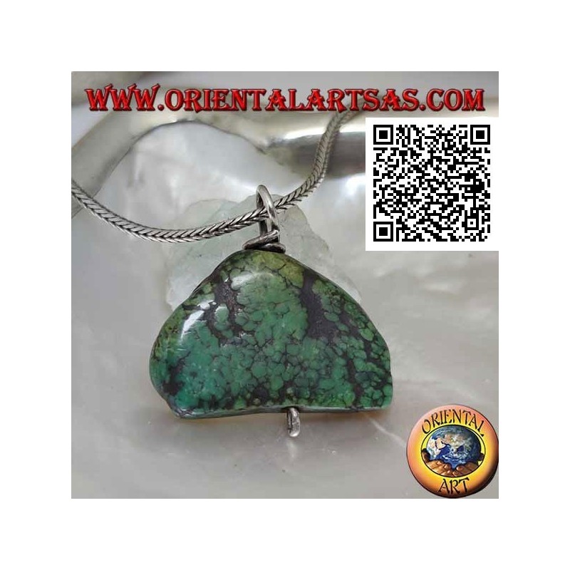 Ciondolo con turchese antico tibetano con gancio in argento 