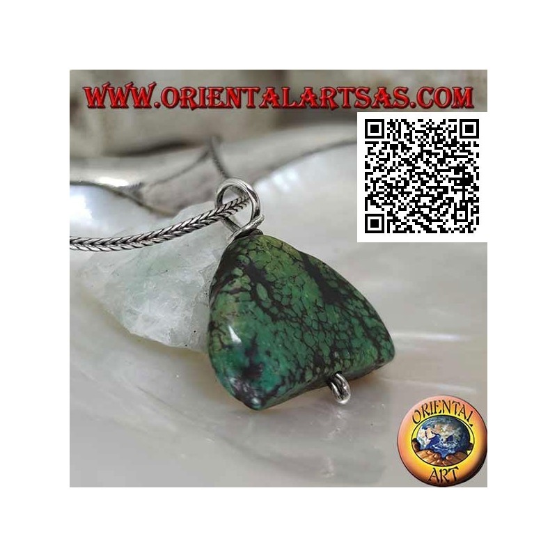 Colgante antiguo de turquesa tibetana con gancho de plata