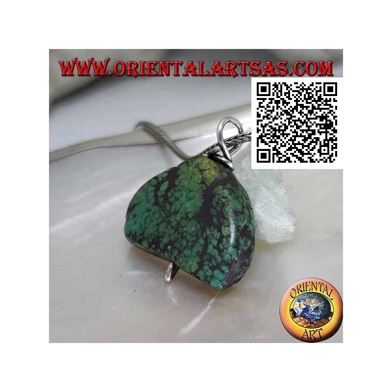Colgante antiguo de turquesa tibetana con gancho de plata