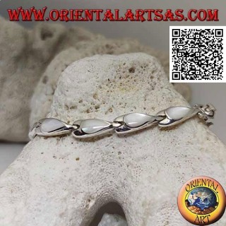 Bracelet en argent avec 11 nacre en forme de poire sur plaques d'argent