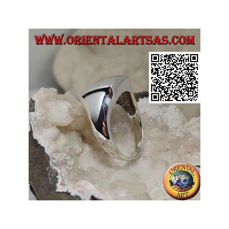 Glatter Silberring mit erhabenem konvexem Quadrat 14 * 14