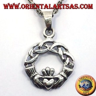 Pendentif claddagh avec noeud celtique argent