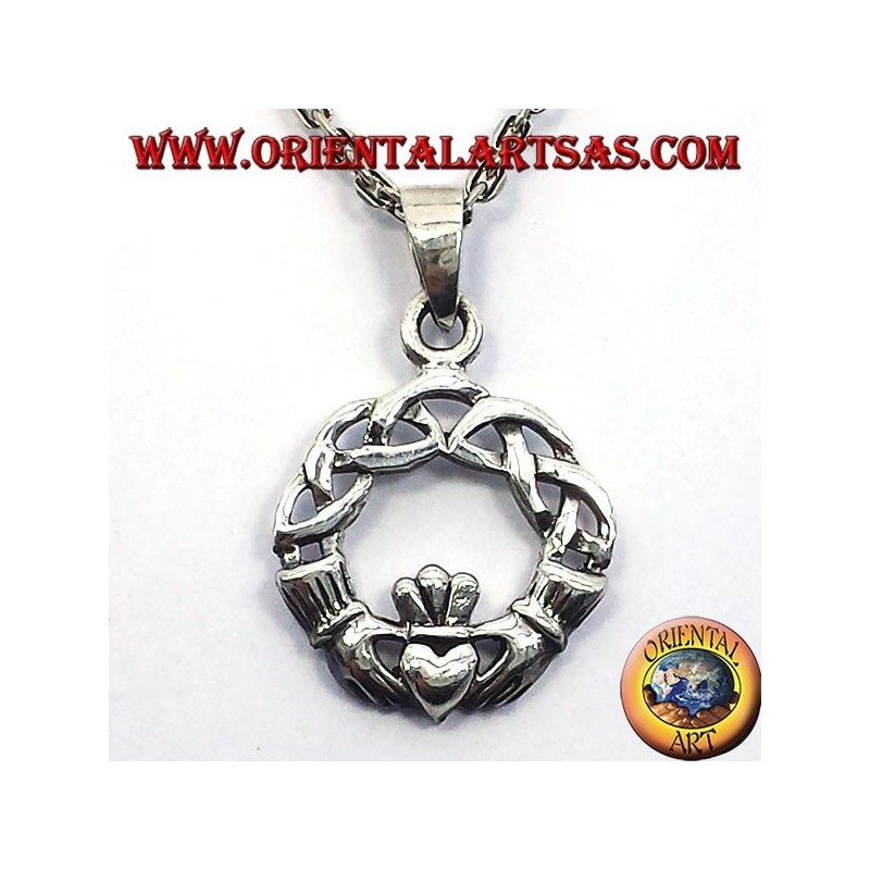 claddagh Anhänger mit keltischen Knoten Silber