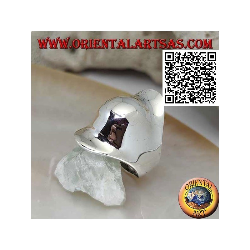 Anello in argento liscio a forma di coprinocca di armatura