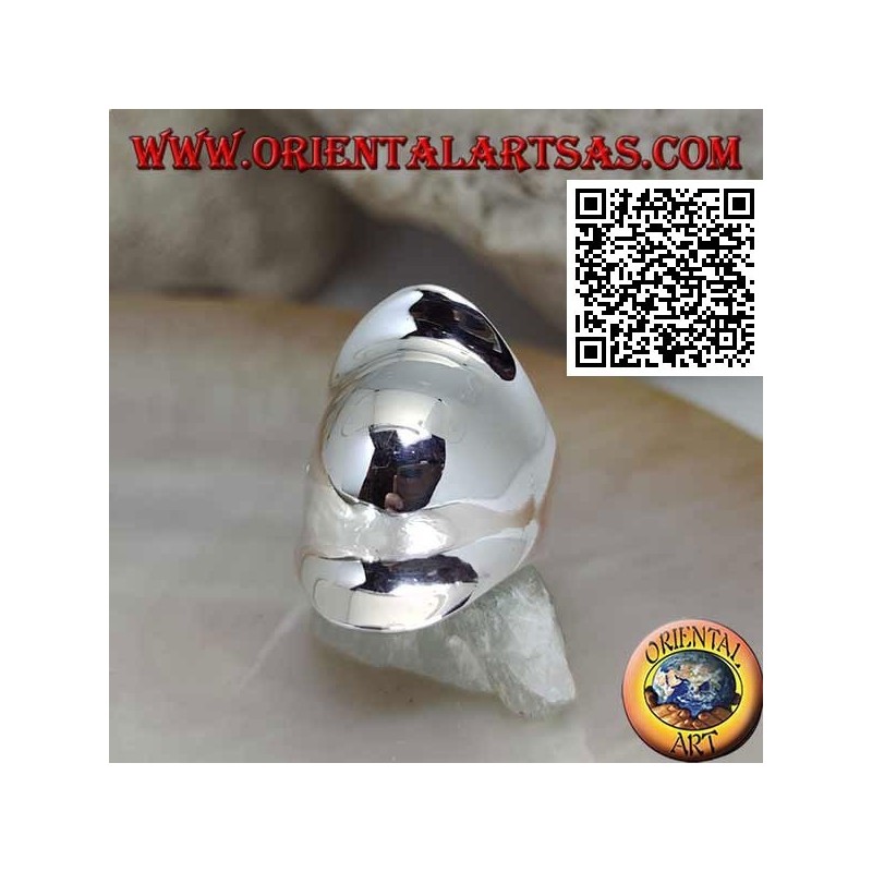 Anello in argento liscio a forma di coprinocca di armatura
