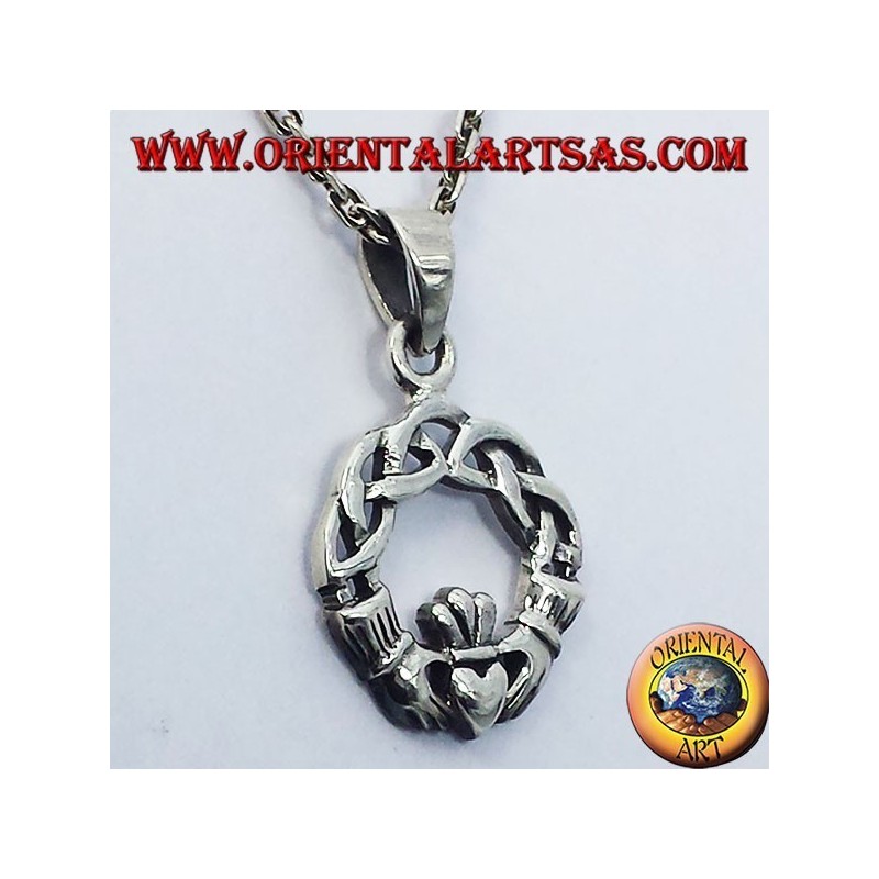 claddagh pendant with Celtic knot silver