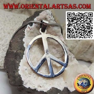 Colgante de plata en forma de símbolo de la paz liso (Ø 40 mm.)