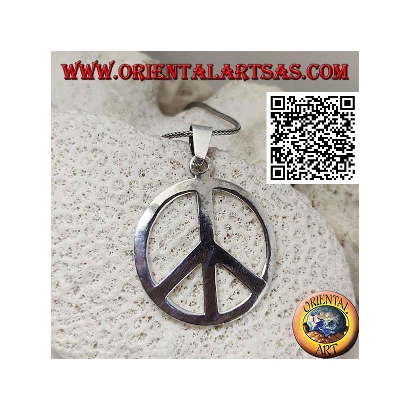 Ciondolo in argento a forma di simbolo della pace liscio (Ø 40 mm.)