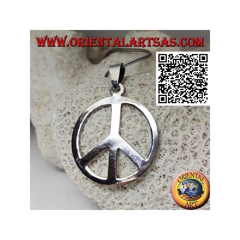 Colgante de plata en forma de símbolo de la paz liso (Ø 40 mm.)