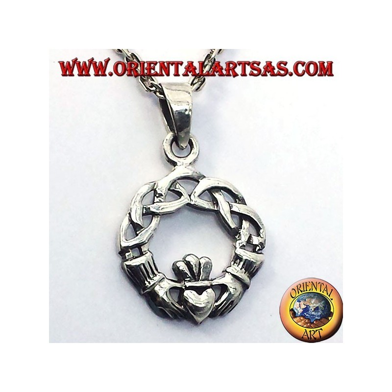 claddagh Anhänger mit keltischen Knoten Silber