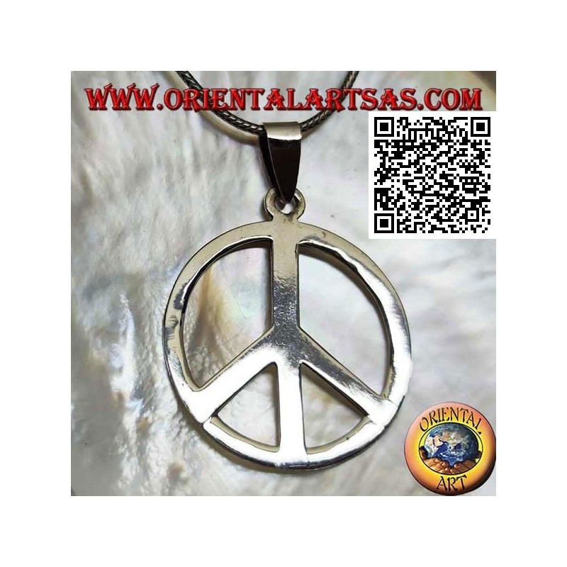 Colgante de plata en forma de símbolo de la paz liso (Ø 40 mm.)