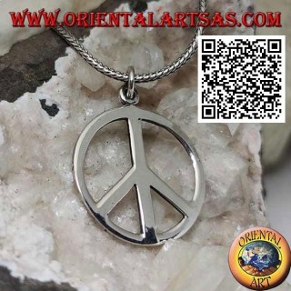 Silver pendant in the shape of a smooth peace symbol (Ø 27 mm.)