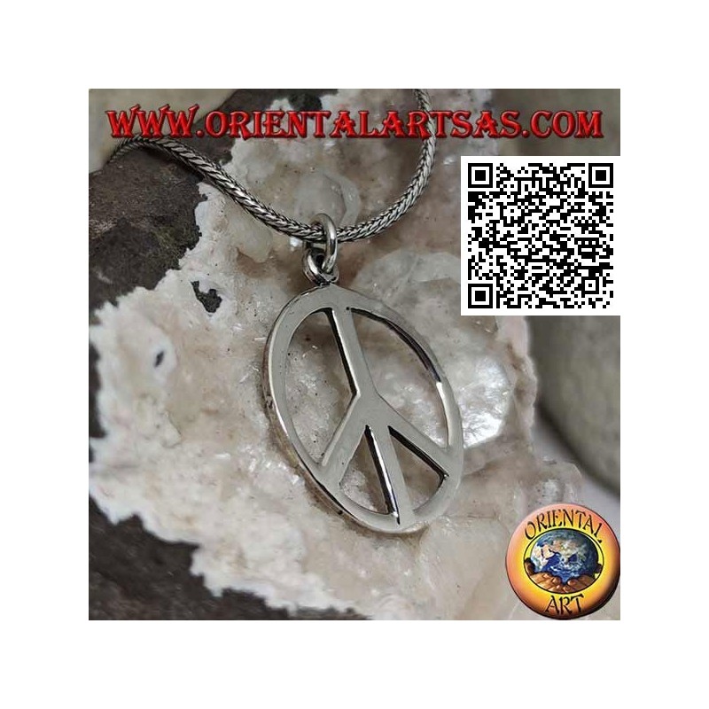 Colgante de plata en forma de símbolo de la paz liso (Ø 27 mm.)
