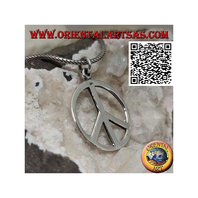 Ciondolo in argento a forma di simbolo della pace liscio (Ø 27 mm.)