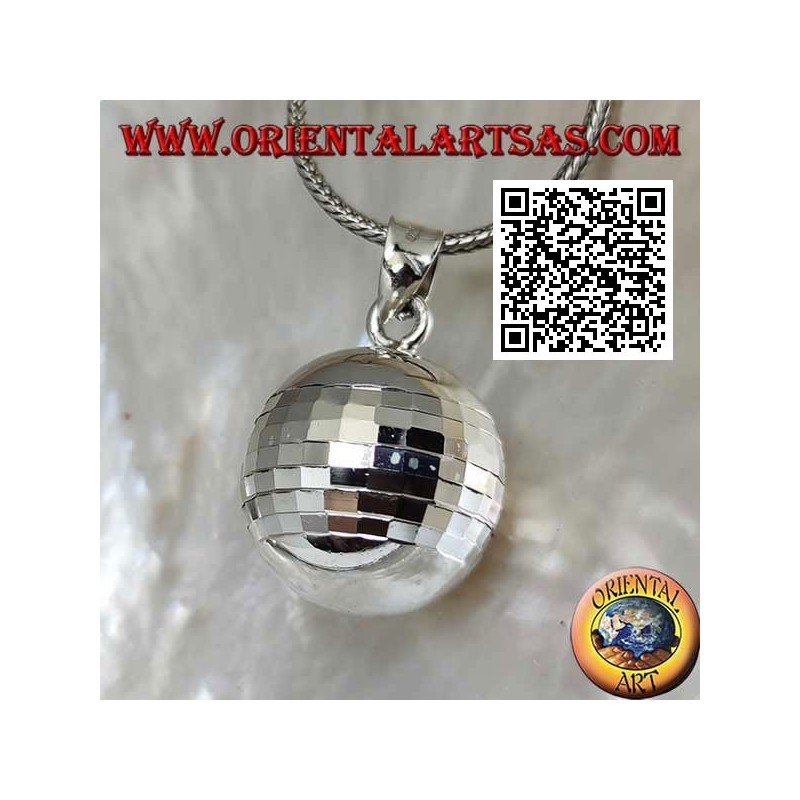 Ciondolo in argento "Richiamo degli Angeli" a quadretti speculari (Ø 20 mm.)