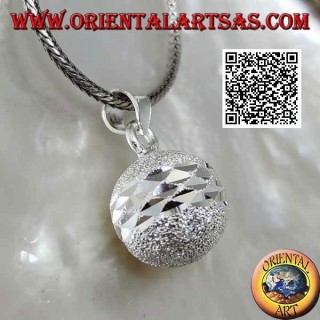 Colgante de plata pulida con chorro de arena "Call of the Angels" cortado con doble banda de diamantes (Ø 14mm.)