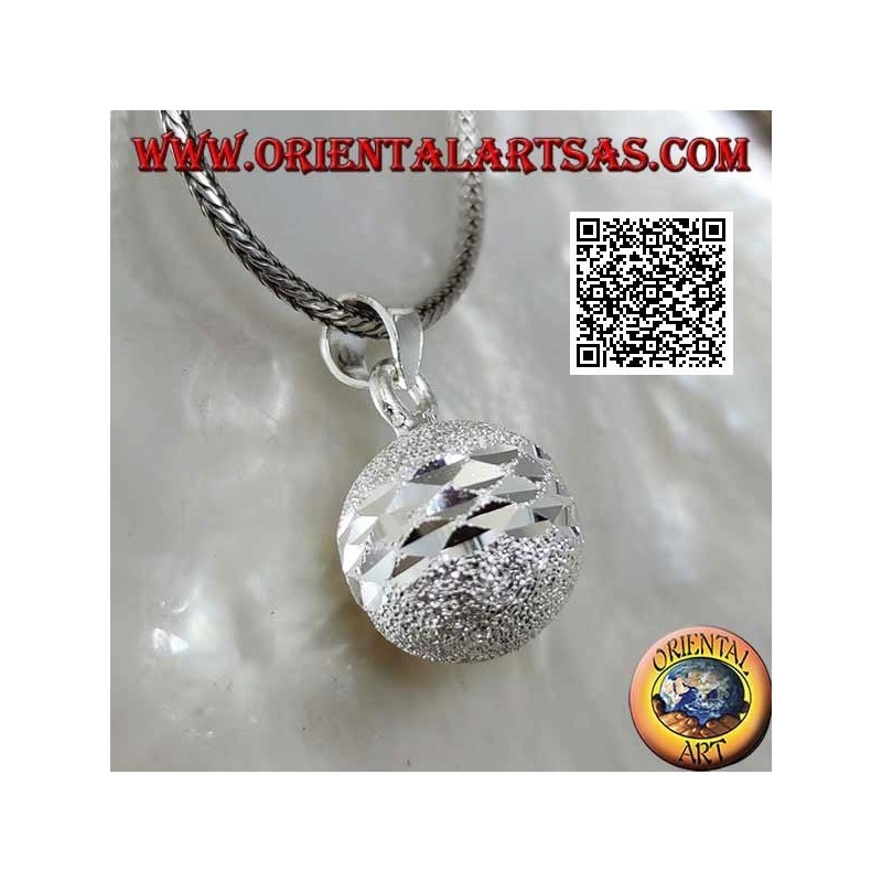 Ciondolo in argento "Richiamo degli Angeli" sabbiato tagliato da doppia fascia diamantata (Ø 14mm.)