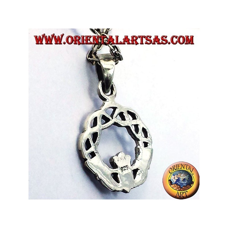 claddagh Anhänger mit keltischen Knoten Silber