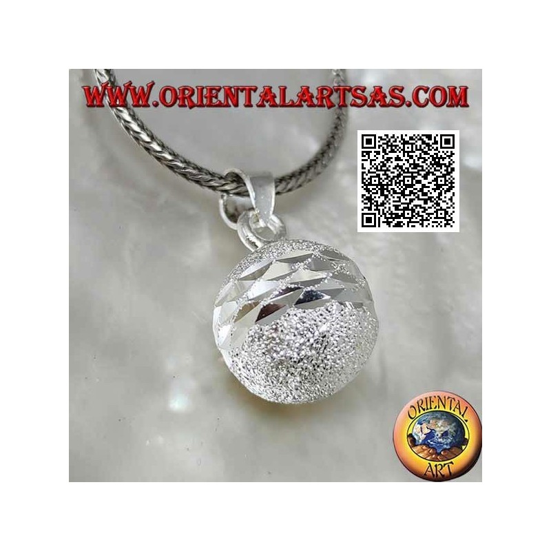 Ciondolo in argento "Chiama Angeli" sabbiato tagliato da doppia fascia diamantata (Ø 14mm.)