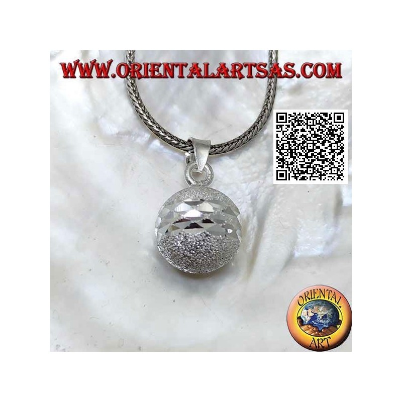 Ciondolo in argento "Chiama Angeli" sabbiato tagliato da doppia fascia diamantata (Ø 14mm.)