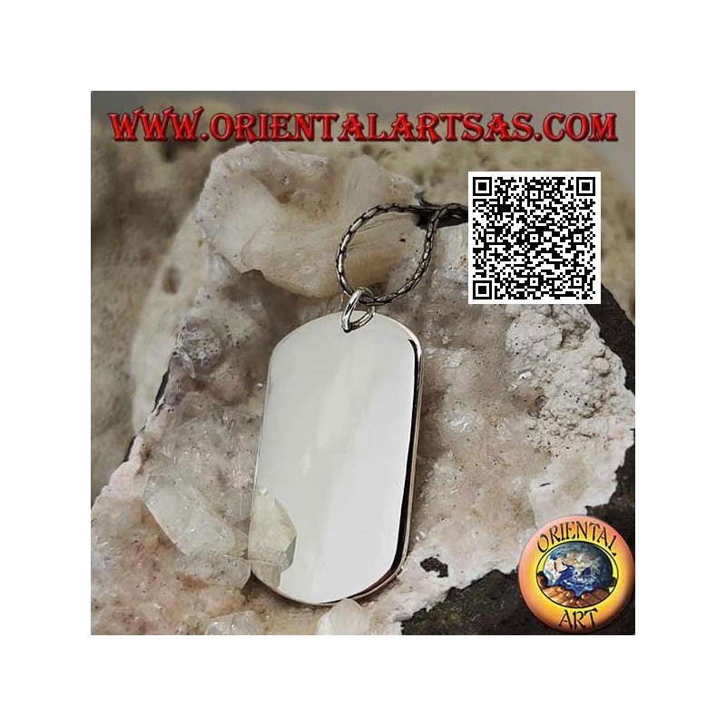 Ciondolo in argento a medaglietta in stile militare liscia su entrambi i lati (incisione su richiesta)
