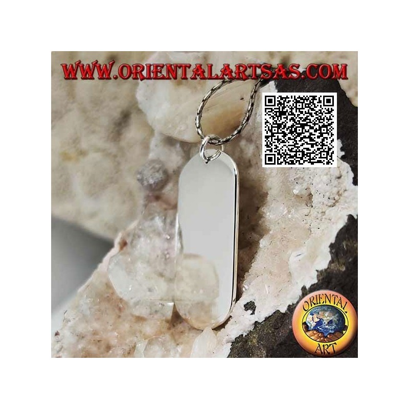 Ciondolo in argento a medaglietta in stile militare liscia su entrambi i lati (incisione su richiesta)