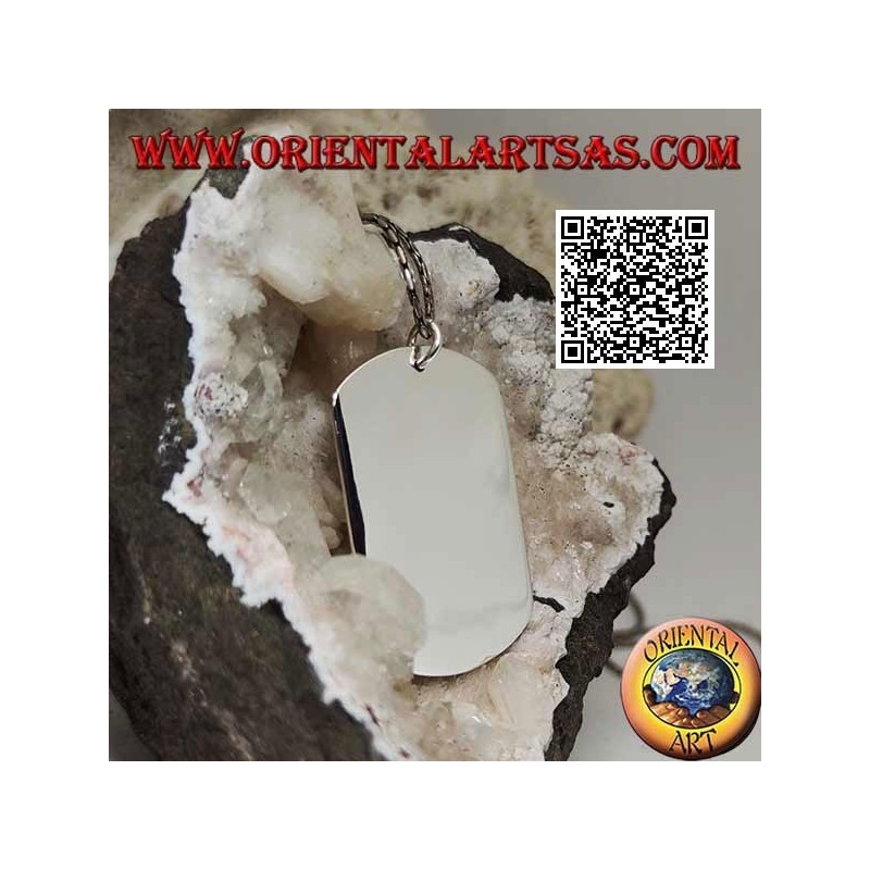 Pendentif médaille en argent de style militaire lisse des deux côtés (gravure sur demande)