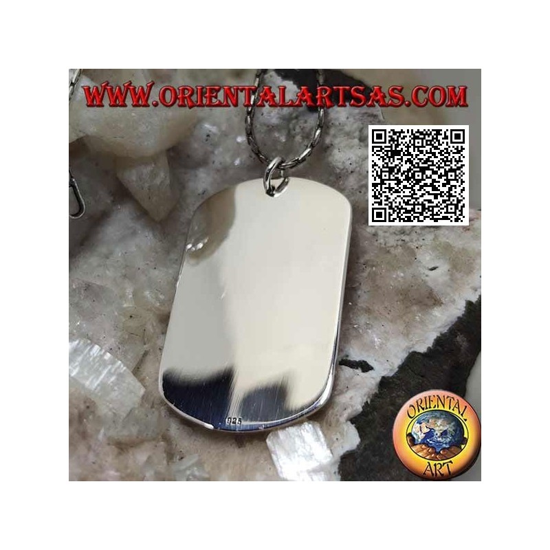 Colgante medalla de plata estilo militar lisa en ambos lados (grabado bajo pedido)