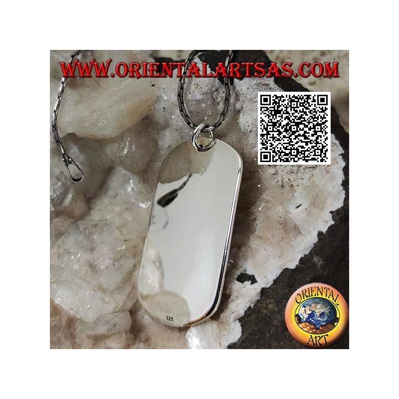 Colgante medalla de plata estilo militar lisa en ambos lados (grabado bajo pedido)