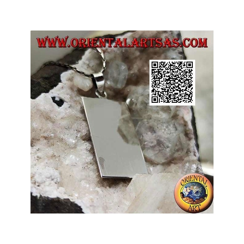 Silver pendant with smooth rectangular medal on both sides (engraving on request)