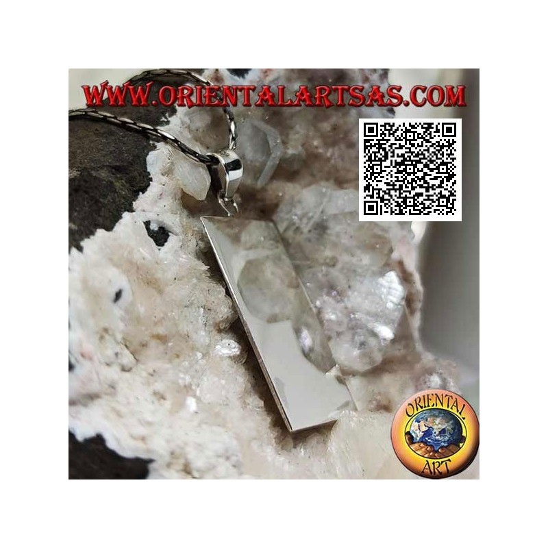 Colgante de plata con medalla rectangular lisa en ambos lados (grabado bajo pedido)