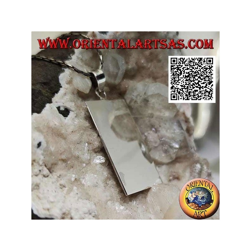 Silver pendant with smooth rectangular medal on both sides (engraving on request)