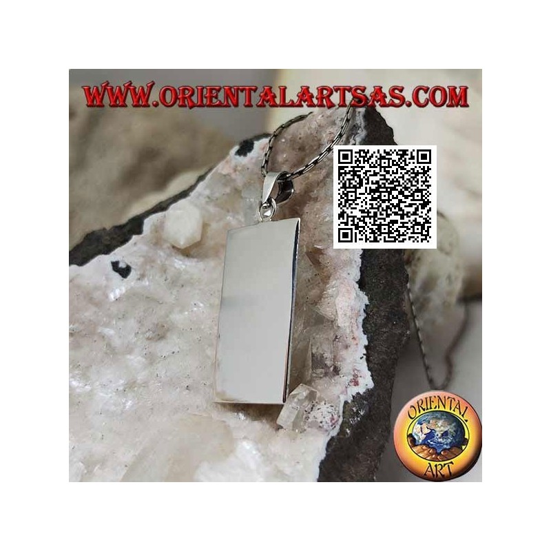 Silver pendant with smooth rectangular medal on both sides (engraving on request)