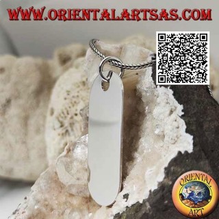 Silver pendant with smooth and satin beveled rectangular medal (engraving on request)