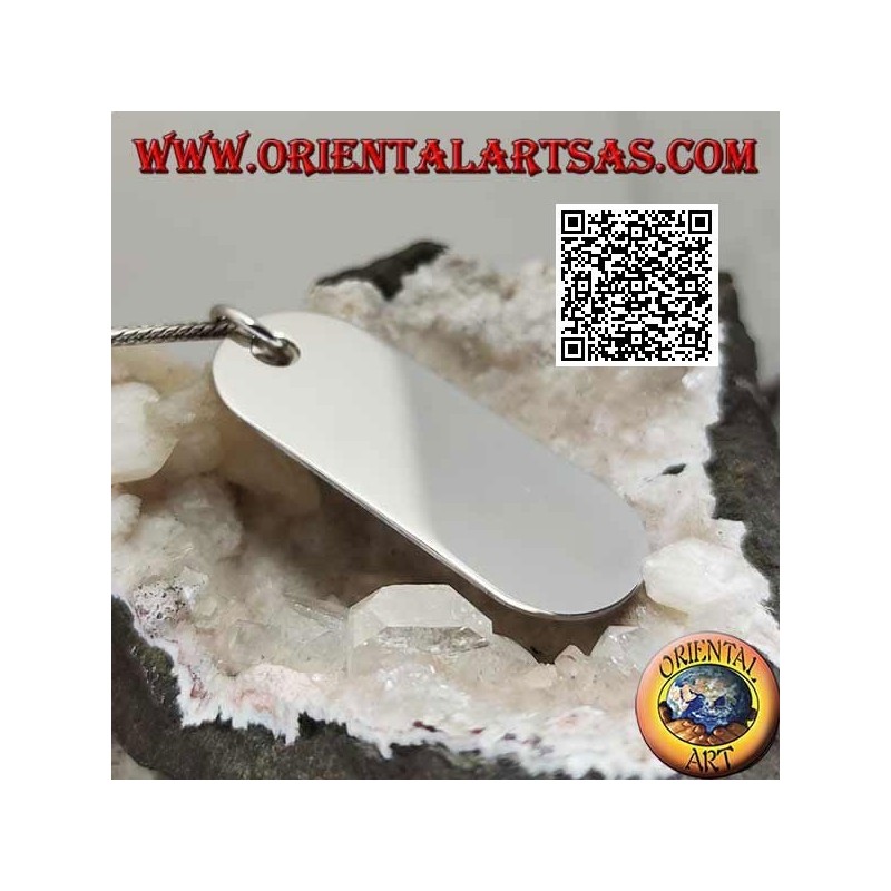 Ciondolo in argento a medaglietta rettangolare smussata liscia e satinata (incisione su richiesta)