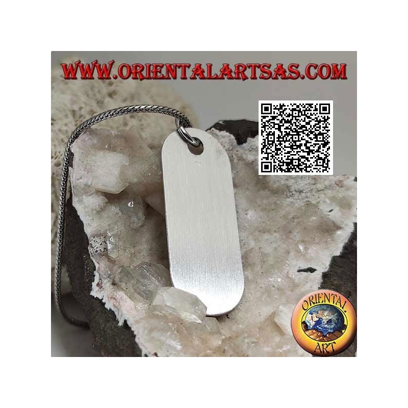 Silver pendant with smooth and satin beveled rectangular medal (engraving on request)