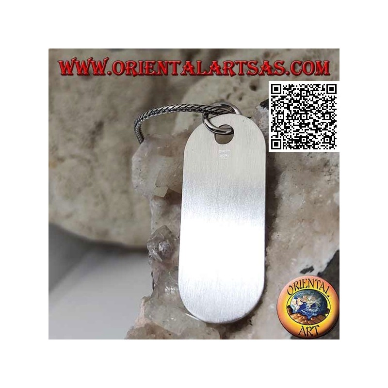 Silver pendant with smooth and satin beveled rectangular medal (engraving on request)