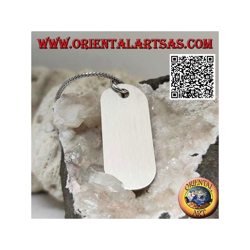 Silver pendant with smooth and satin beveled rectangular medal (engraving on request)