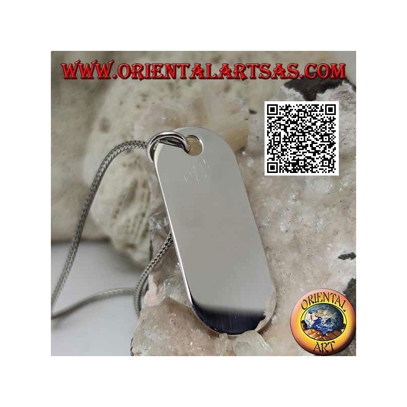 Silver pendant with smooth and satin beveled rectangular medal (engraving on request)